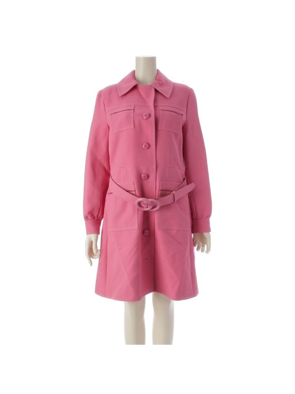 Gucci Interlocking G Belt Dress Jacket Pink 42